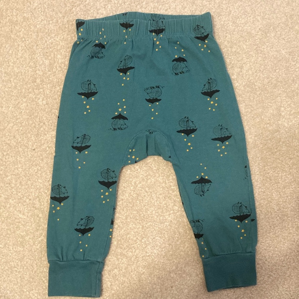 Hanna Andersson Teal Baby Pants with Hedgehog Print